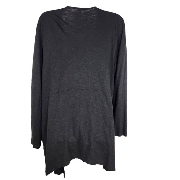Chicos The Ultimate Tee Cardigan Size 2 Large Open Front Cotton Slub Knit Black - Picture 2 of 10